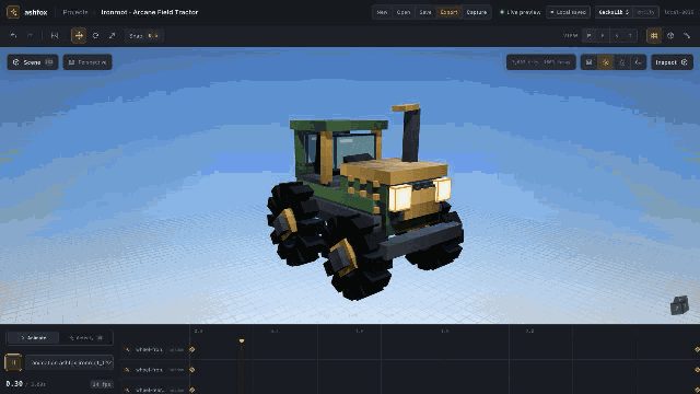 Ironroot Tractor animation in ashfox
